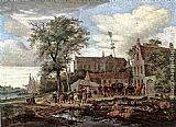 Salomon Van Ruysdael Famous Paintings - Tavern with May tree